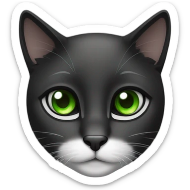 black and white cat and green eyes sticker