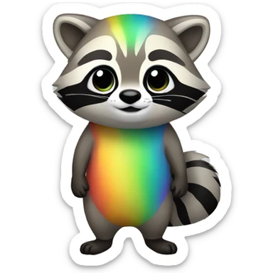 Rainbow Raccoon Full Body sticker