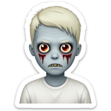 zombie boy with emo hair and white shirt, variant 3 sticker