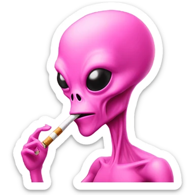 Pink alien smoking a cig sticker