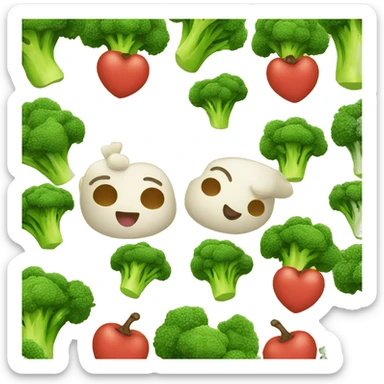Brocoli and roasted chicken in love sticker