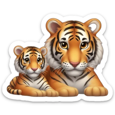 tiger and baby tiger sticker