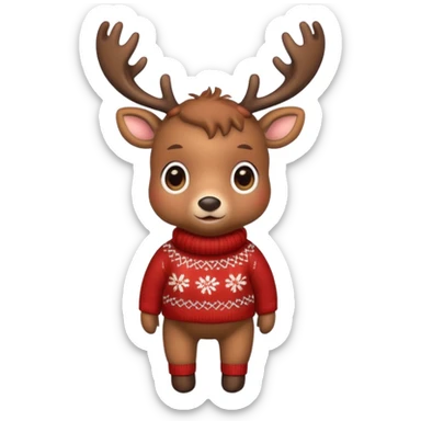 reindeer baby  cute, full body , sweater  sticker