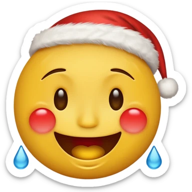 Laughing emoji with christmas yellow face only with tears in eyes sticker