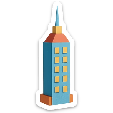skyscraper in paper craft style sticker