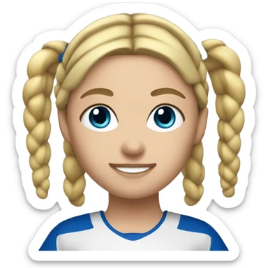 Softball blonde  girl two french braids blue eyes sticker