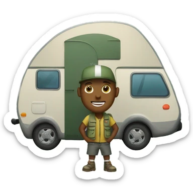 Camper in forest sticker