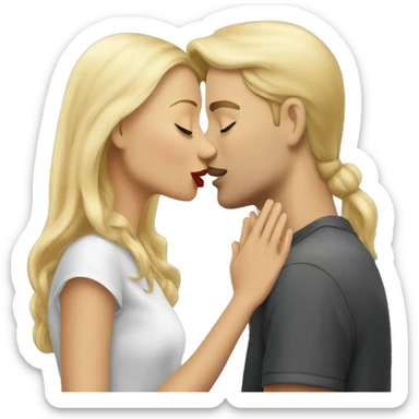 Blonde girl kissing blonde guy sticker