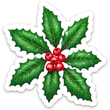 Individual small Christmas holly sticker