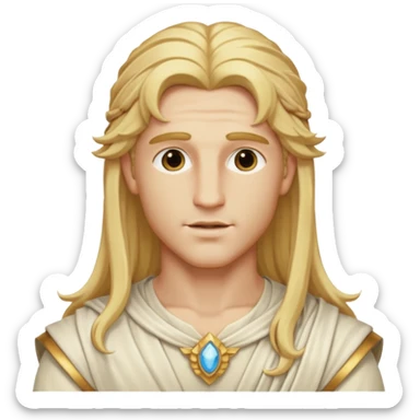 Adonis, God of Beauty from Gods and Goddesses with long golden blonde hair, cream outfit sticker