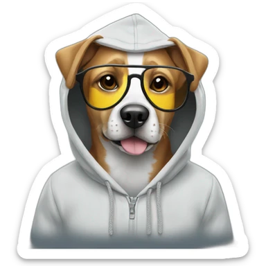 Dog with a hoodie with cool glasses  sticker