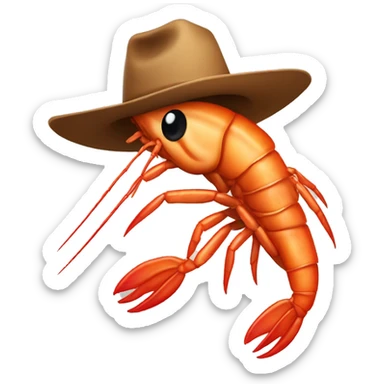 Prawn wearing a cowboy hat sticker