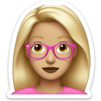 blonde with brown eyes wearing pink glasses light-skinned and light lips sticker