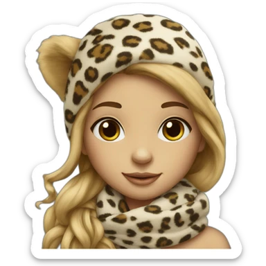 Girl with scarf print leopard  sticker