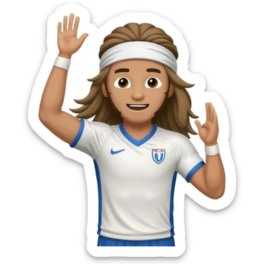 Long Haired Football Players, Player celebrating goal with headband, full body sticker