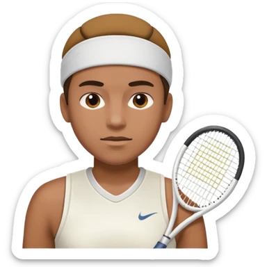 Tennis player with white sweatband sticker