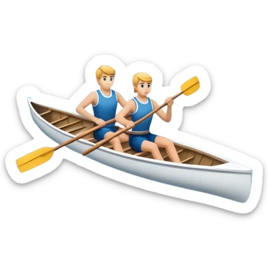 An icon featuring a rowing boat with two oars and a calm river in the background, symbolizing academic rowing. The design includes a rower in athletic gear, a team of rowers, and rippling water, representing the competitive spirit and technique of rowing. Transparent background sticker