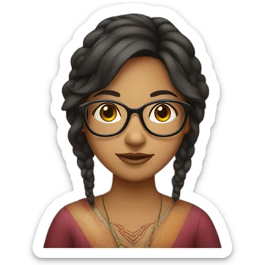 light skinned Indian girl with glasses sticker