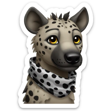 A hyena with a black and white neck scarf sticker