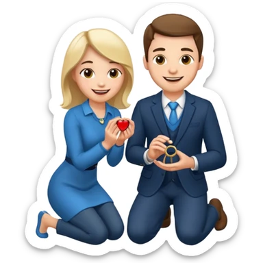 man kneeling and asking for marriage sticker