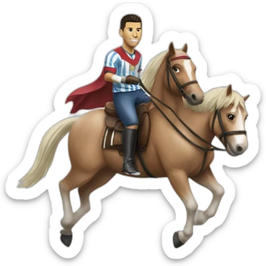 ronaldo riding a messi horse sticker