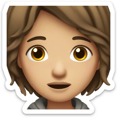 Girl with brown hair crying  sticker