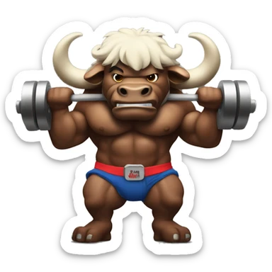 muscular buffalo lifts weights sticker