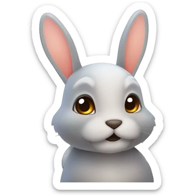 Conejo atigrado con ojos demoníacos en un bosque tenebroso al atardecer con brisa marina y con estrellas en el cielo sticker