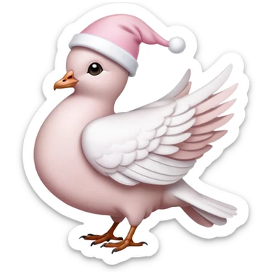 light pink beautiful magestic dove wearing light pink and white christmas hat  sticker