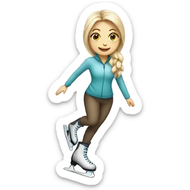 White woman ice skating sticker