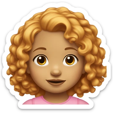 2 year old Baby girl with shoulder length curly strawberry blonde hair  sticker