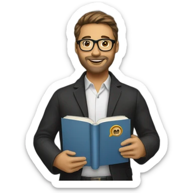 super book author holding a book sticker