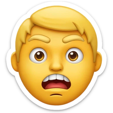 emoji with zigzag mouth, raised eyebrows, anxious and stressed expression, classic emoji style sticker