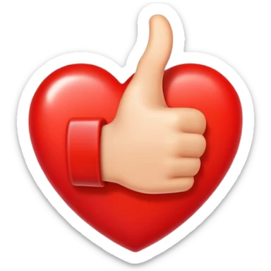 A thumbs up inside a re heart sticker