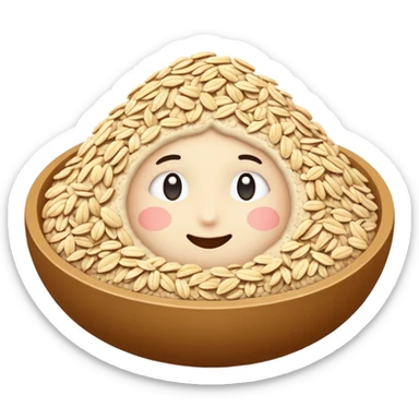 oat flour soft mound or scatter fine pale beige powdery matte texture with a few rolled oats blended in no extras apple emoji style soft lighting transparent background emoji scale sticker