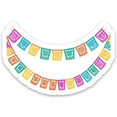 festive garland of colorful mexican papel picado sticker