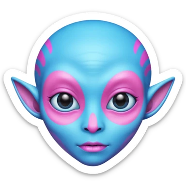 alien living in desert, pink/blue colorful, accessories, just face  sticker