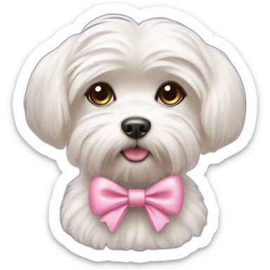 Maltese dog pink bow sticker