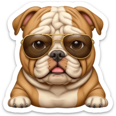 Bulldog wearing sunglasses sticker
