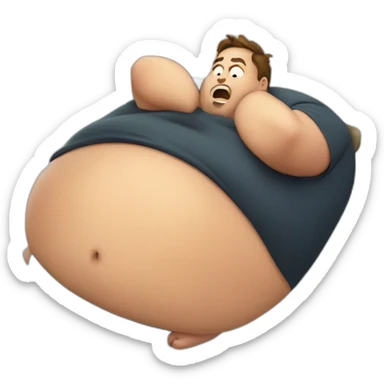 fat man laying on his back like a turtle while angrily screaming sticker