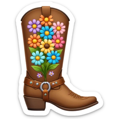 Create a singular cowboy boot filled with flowers sticker
