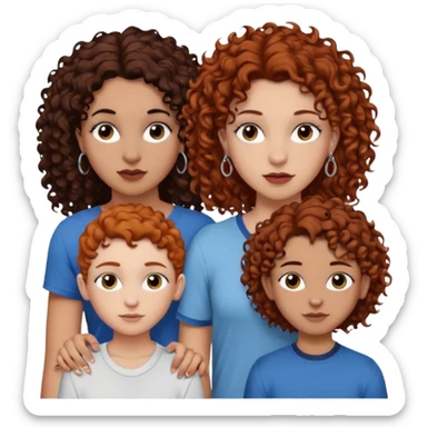 Create a family. A young hot mom. She is an alt girly with dark curly hair, an eyebrow piercing, and a nose ring. Her two teenage kids are gay girlies. One has shoulder length auburn hair and has an eyebrow ring. The other has short bleached curly hair, bleached eyebrows and a lip ring sticker