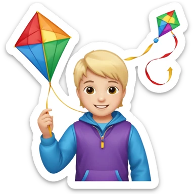 little kid with kite sticker