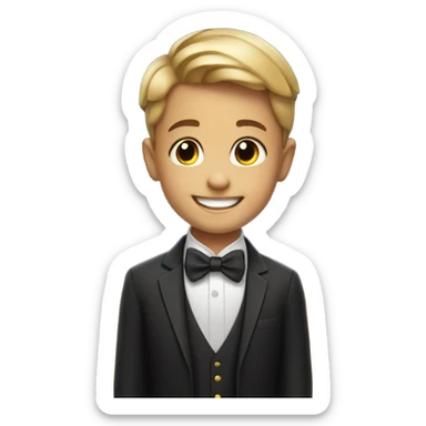 smiling boy in formal attire fireworks  sticker