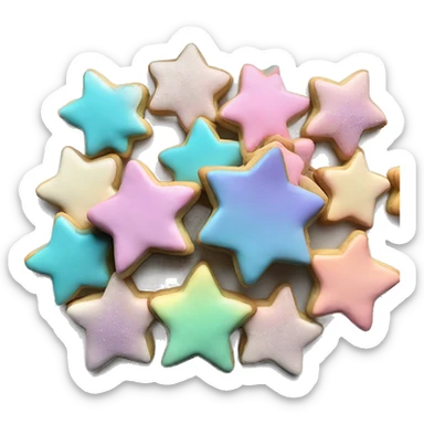 Realistic star shaped cookies and heart shaped cookies with pastel ombre icing and sprinkles. sticker