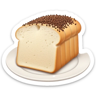 Slice of white bread on a white plate with chocolate sprinkles on top sticker