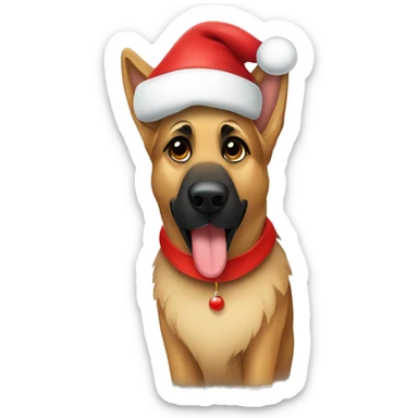 German Shepard santa hat sticker