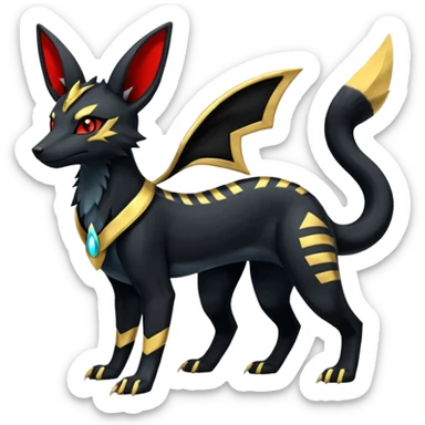 Shiny 4-legged Umbreon-Anubis-Salandit-Zeraora-fusion, full body sticker