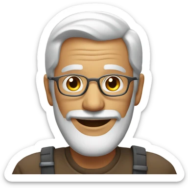 smiling old man indoors grey beard  sticker