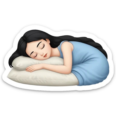 Sleeping on the pillow, beauty hot and pretty Pale girl with medium high black hair  sticker